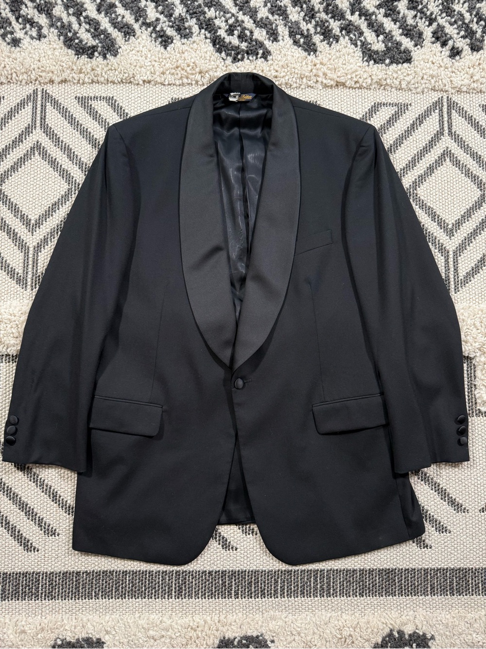 Men’s Brooks Brothers BrooksEase Black 100% Wool Tuxedo Formal Jacket Size 45L
